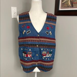 Bobbie Brooks With Love Vintage 90s Y2K Denim Vest Womens Size Medium Baking